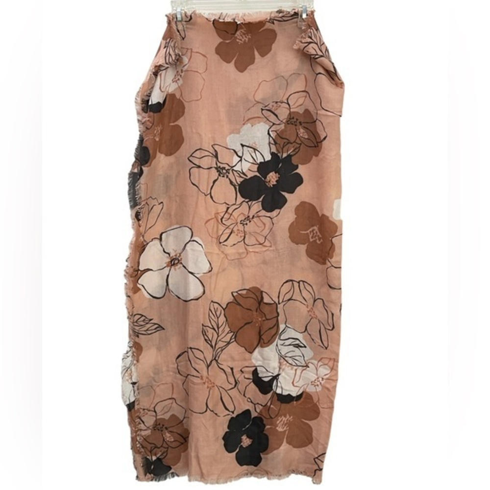 Pure Jill Raw Edge Frayed Floral Viscose Wrap Scarf‎